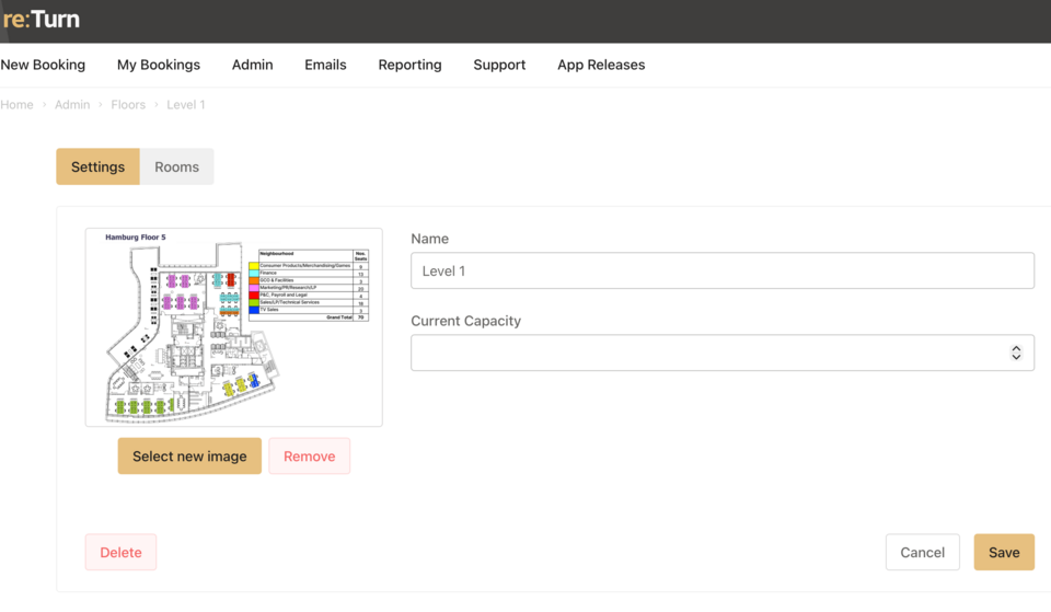 Configurable workplace structure and capacity rules